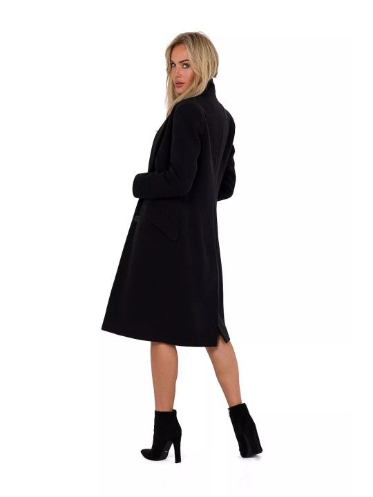 MOE - Manteau Noir en Flanelle du S au XL