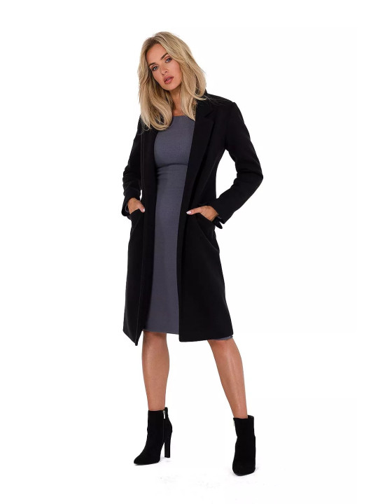 MOE - Manteau Noir en Flanelle du S au XL