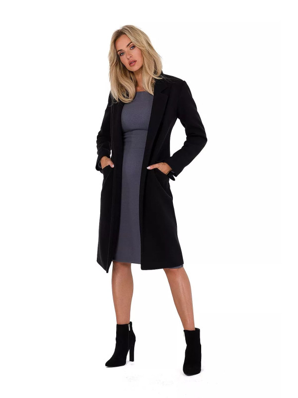 MOE - Manteau Noir en Flanelle du S au XL