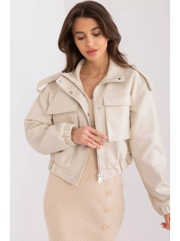 Veste de transition en simili cuir beige pour femme