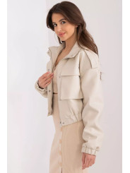 Veste de transition en simili cuir beige pour femme