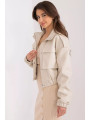 Veste de transition en simili cuir beige pour femme
