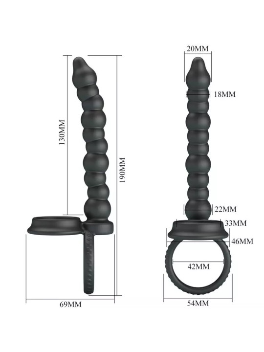 PRETTY LOVE - ANNEAU PÉNÉTRANT À DOUBLE PÉNÉTRATION DILLION NOIR