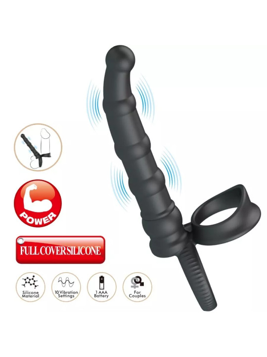 PRETTY LOVE – Double Anneau pénis vibrant Tatum avec plug