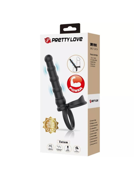 PRETTY LOVE – Double Anneau pénis vibrant Tatum avec plug