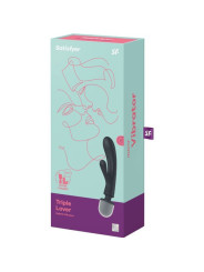 SATISFYER - MASSEUR VIBRATEUR LAPIN TRIPLE LOVER GRIS