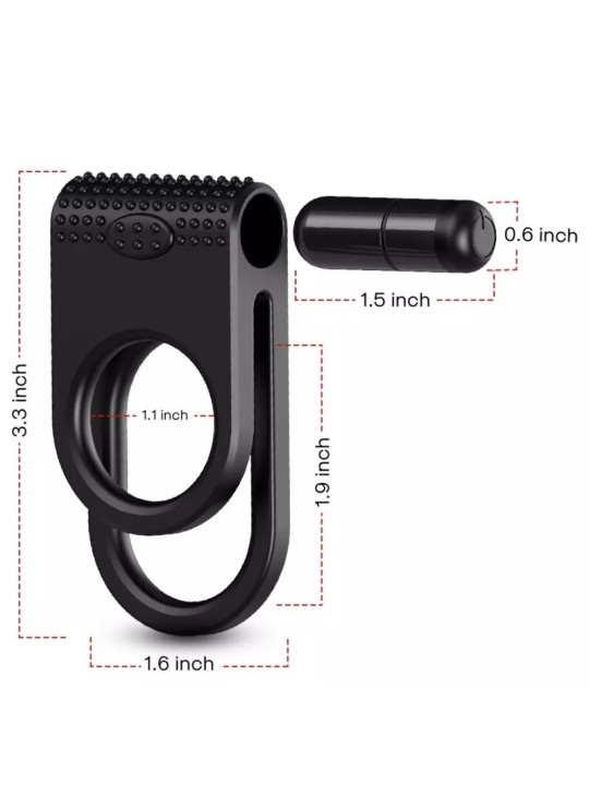 ARMONY – TWINS Anneau Double Vibrant pour Couples Noir