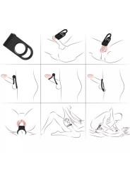 ARMONY – TWINS Anneau Double Vibrant pour Couples Noir