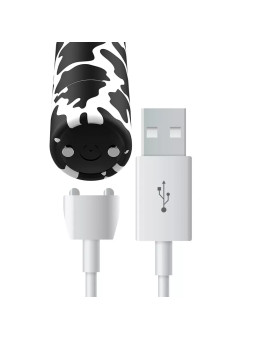 CUSTOM BULLETS - Mini vibromasseur bullet Rechargeable Blanc & Noir 10 vitesses