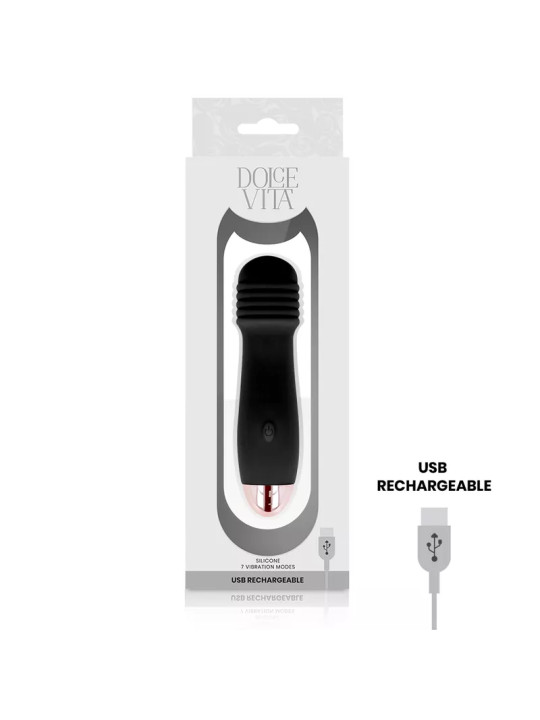 DOLCE VITA - Vibromasseur Wand Rechargeable Trois Noir - 7 vitesses
