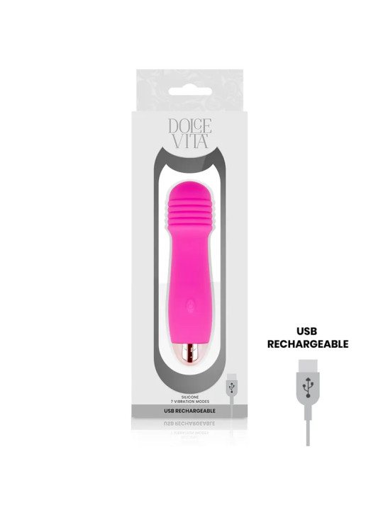 DOLCE VITA - Vibromasseur Wand Rechargeable Trois Rose - 7 vitesses