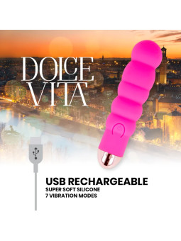 DOLCE VITA - Vibromasseur Rechargeable Six Rose - 7 vitesses