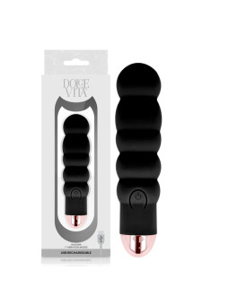 DOLCE VITA - Vibromasseur Rechargeable Six Noir - 7 vitesses