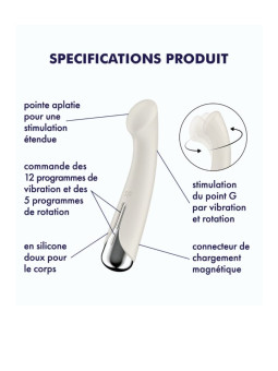 Vibromasseur point G tête rotative blanc USB Spinning g-spot 1 Satisfyer
