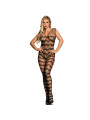 SUBBLIME - Bodystocking Résille Ouvert avec Bretelles sur les Épaules Noir Taille Unique