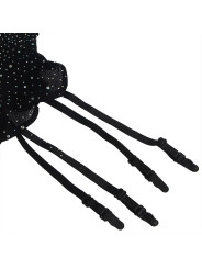 SUBBLIME - Ensemble avec Jarretelles Résille + Gants et Diamants Noir Taille Unique