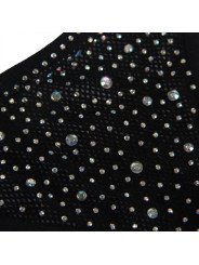 SUBBLIME - Ensemble avec Jarretelles Résille + Gants et Diamants Noir Taille Unique