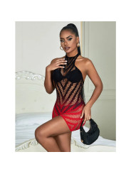 SUBBLIME - Robe Résille Élastique Dégradé Rouge et Noir Taille Unique