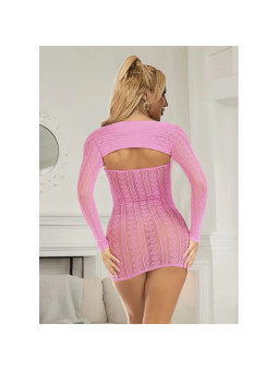 SUBBLIME - Short Pink Fishnet Dress One Size