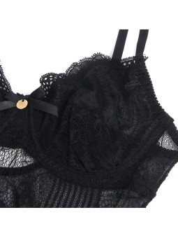 SUBBLIME - Lace Bodysuit with Bottom Closure Black S/M