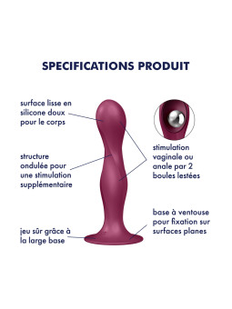 Gode ventouse silicone rouge Double Ball-R Satisfyer