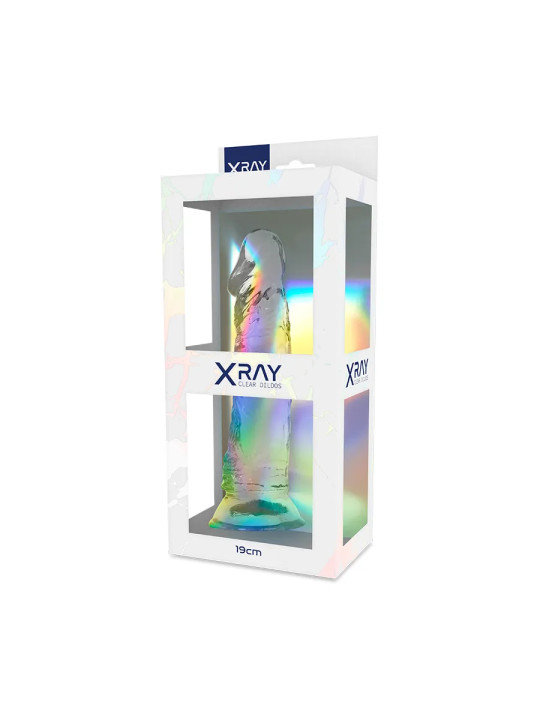X RAY - Gode ventouse réaliste transparent 19 CM - Ø 4 CM