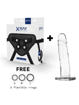 X RAY - Harness + Transparent Realistic Dildo 18 CM - Ø 4 CM