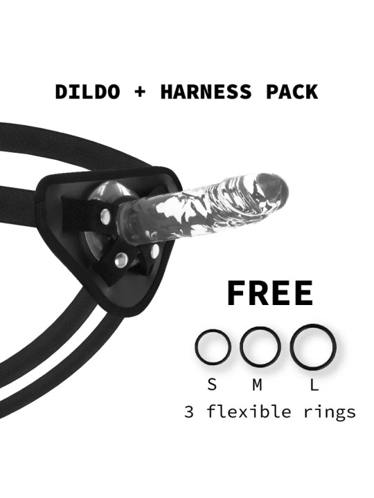 X RAY - Harnais + Gode réaliste transparent 18 CM - Ø 4 CM