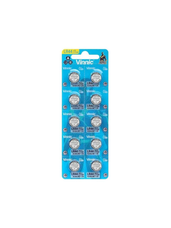 VINNIC - Pile bouton alcaline AG13 L1154F LR44 (Blister de 10)