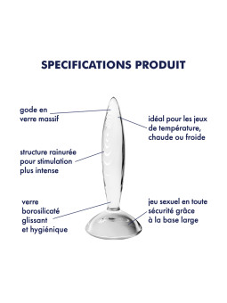 Gode anal en verre borosilicaté massif transparent Sparkling Crystal Satisfyer
