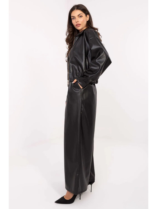 Rue Paris - pantalon palazzo taille Unique en simili cuir pour femme - Noir