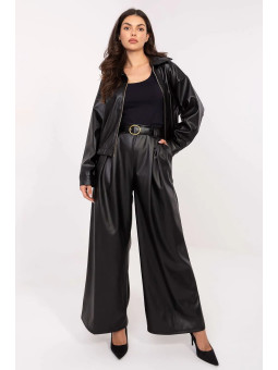 Rue Paris - pantalon palazzo taille Unique en simili cuir pour femme - Noir