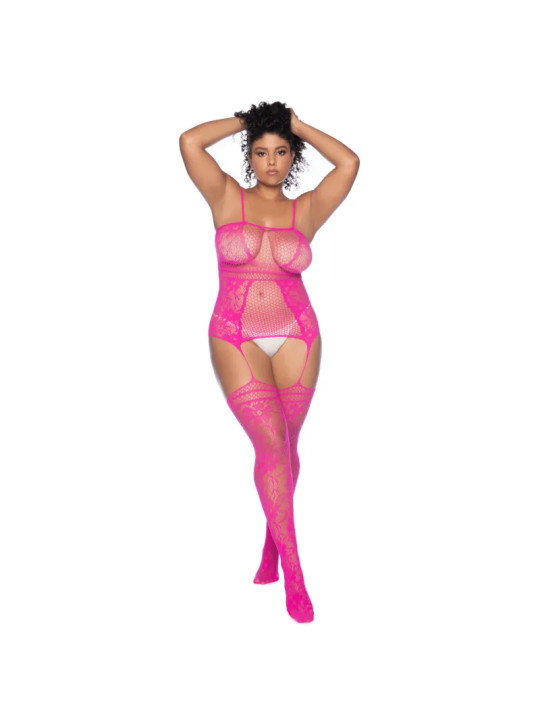 Combinaison Grande Taille en Résille Rose – Mapalé