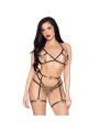 LEG AVENUE – Ensemble Luxueux After Dark Soutien-Gorge + String Perlé + Harnais – Taille Unique