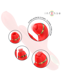 STIMULATEUR DE CLITORIS MULTIFONCTION KATY 4 TÊTES INTERCHANGEABLES ROUGE