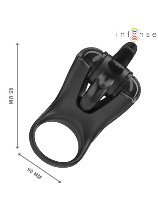 MABEL ANNEAU VIBRANT 10 VIBRATIONS AVEC STIMULATEUR DE CLITORIS NOIR