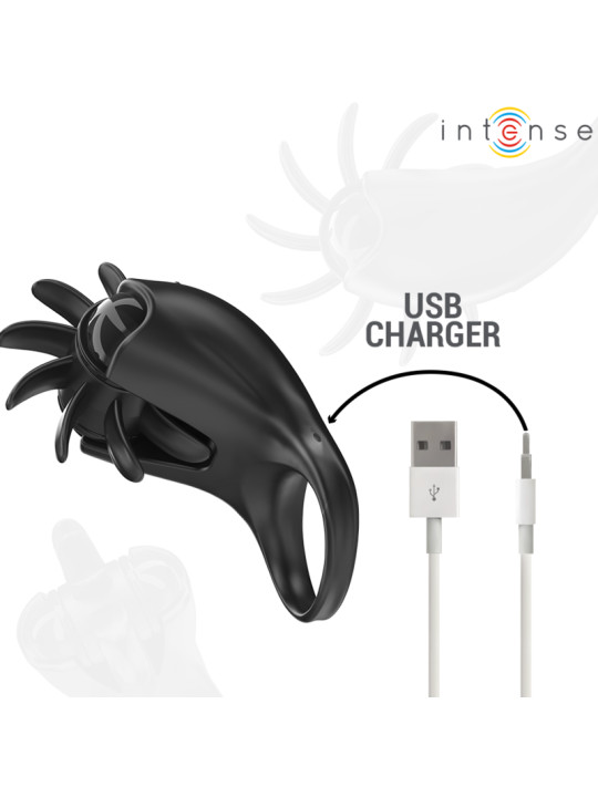 MABEL ANNEAU VIBRANT 10 VIBRATIONS AVEC STIMULATEUR DE CLITORIS NOIR