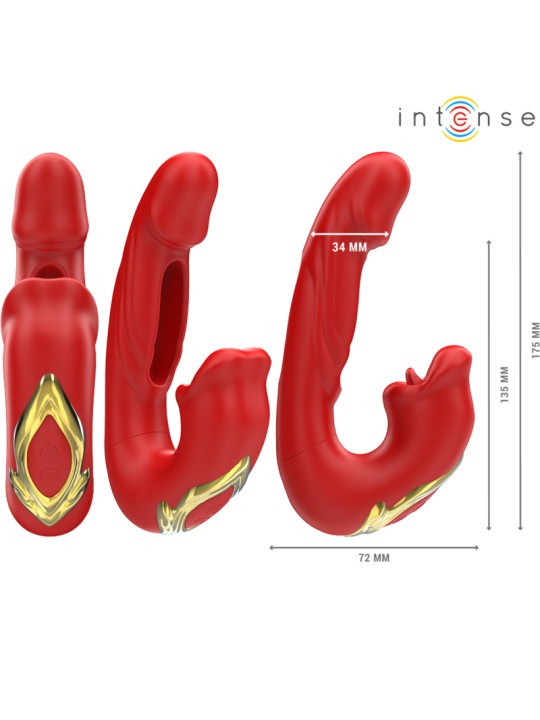 Intense Nathy Double Vibromasseur avec Bouche Stimulante Multifonction Rouge
