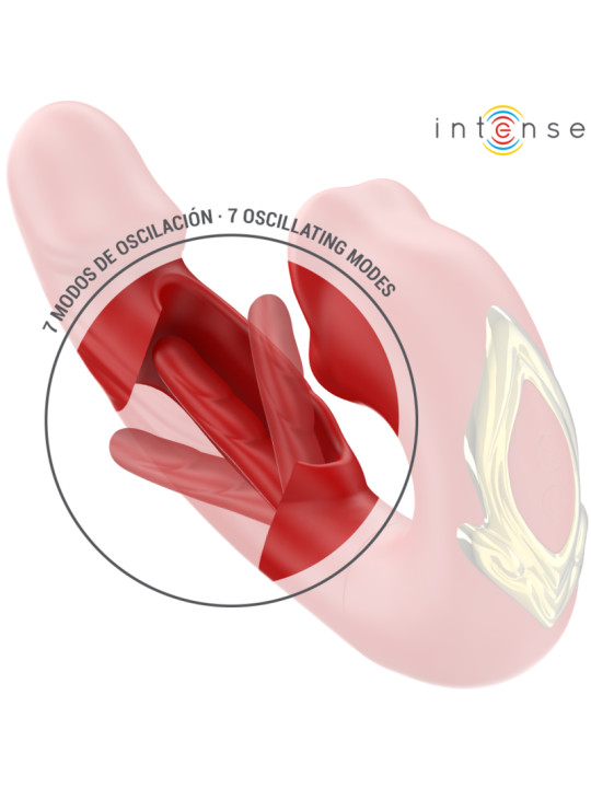 Intense Nathy Double Vibromasseur avec Bouche Stimulante Multifonction Rouge