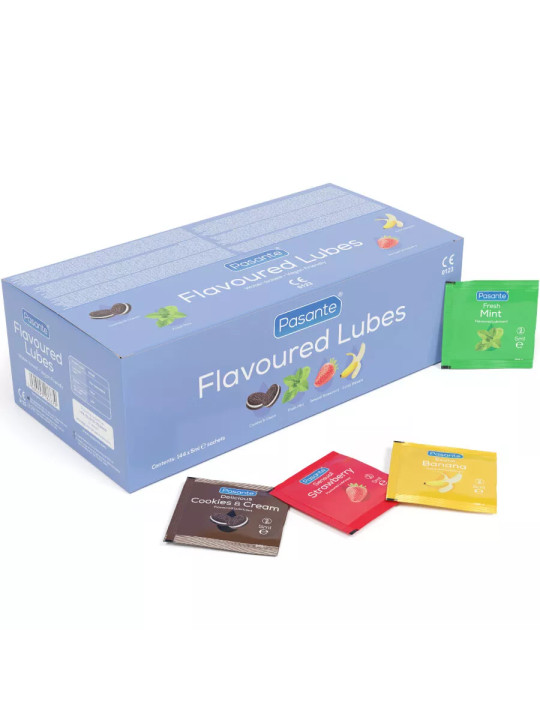 PASANTE - BOX OF FLAVORED LUBRICANTS 144 UNITS 5 ML